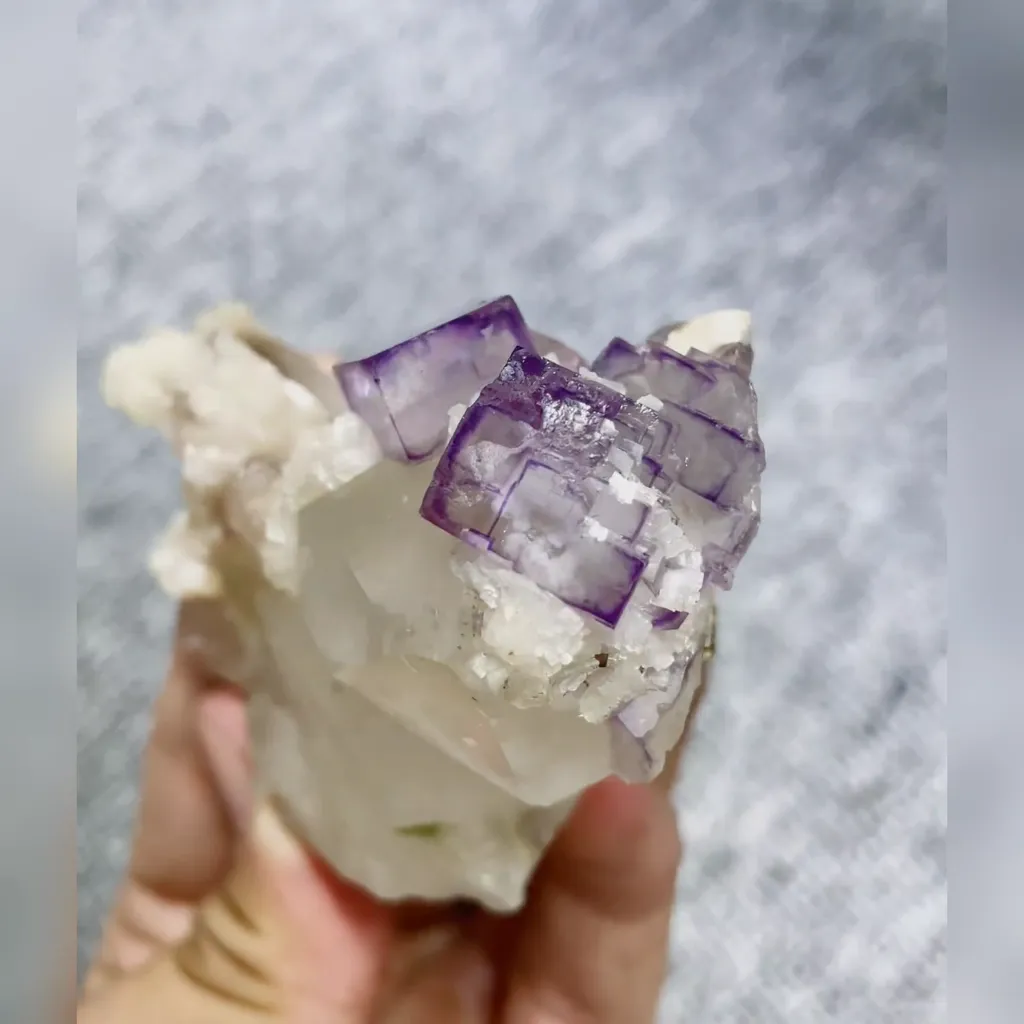 Natural Clear Quartz and Purple Cubic Fluorite Symbiosis comes from Yaogangxian,Hunan 60*75*40MM - image 4