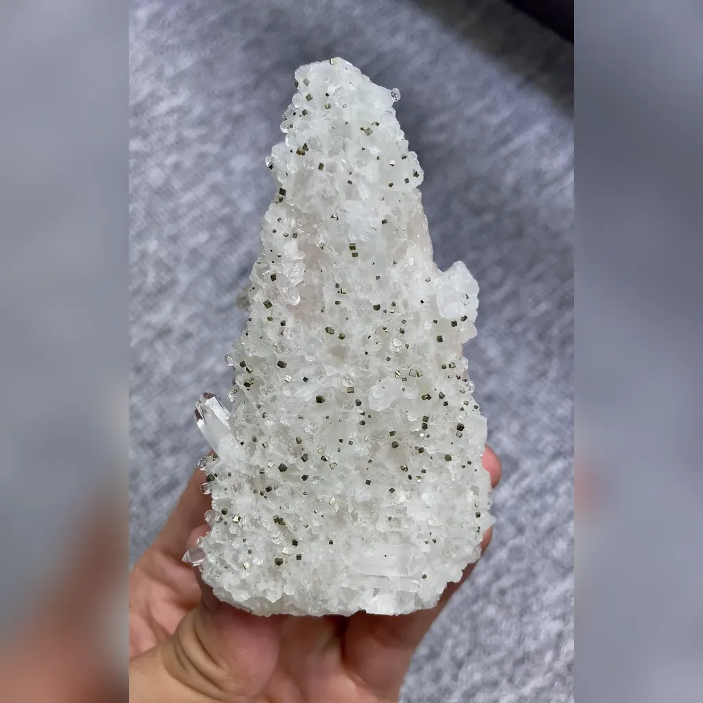 Natural Clear Quartz and Pyrite and Calcite Symbiosis comes from Hunan,China 60*95*40MM image