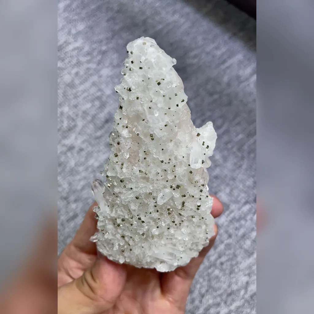 Natural Clear Quartz and Pyrite and Calcite Symbiosis comes from Hunan,China 60*95*40MM - image 2