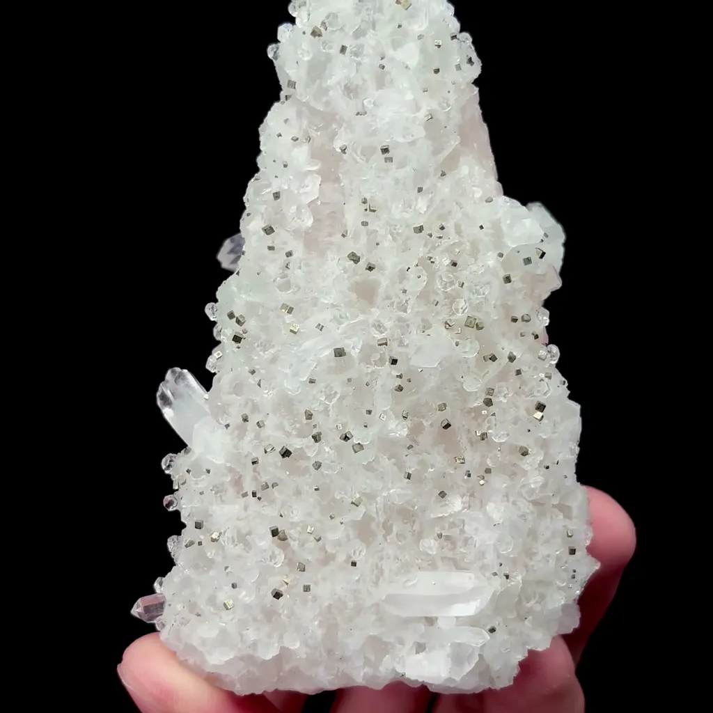Natural Clear Quartz and Pyrite and Calcite Symbiosis comes from Hunan,China 60*95*40MM image
