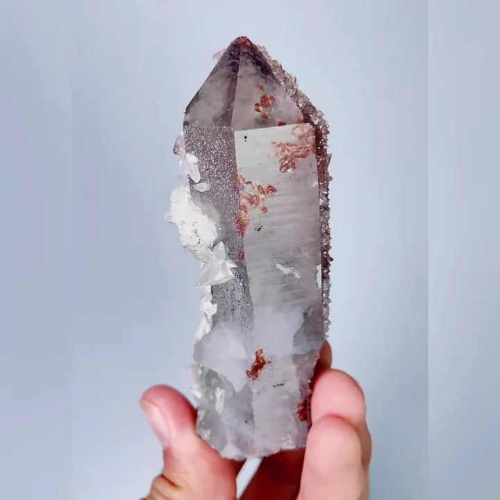 Natural Clear Quartz and Red Calcite, Mineral Specimen: Daye,Hubei (30*95*50MM) - image 4