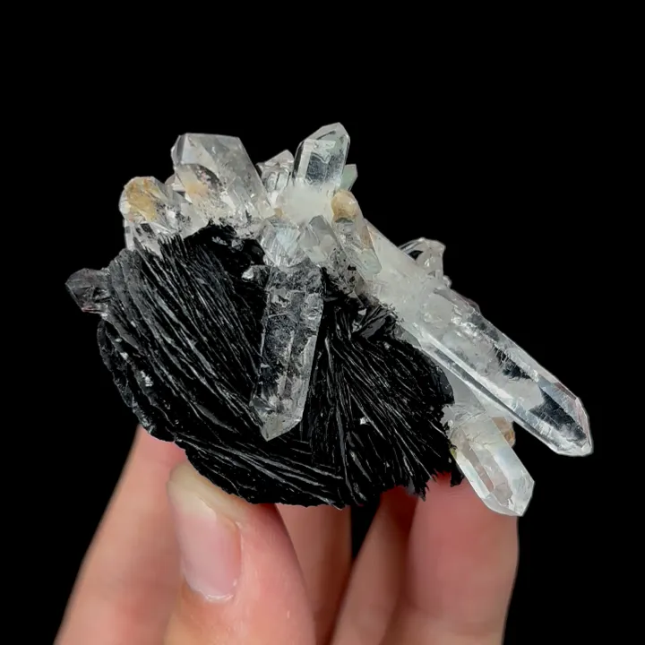 Natural Clear Quartz Cluster and Specularite Mineral Specimen,High Quality Specimen,JINLONG,GUANGDONG,CHINA(55*35*35mm) - image 5
