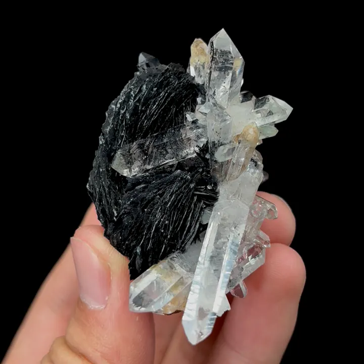 Natural Clear Quartz Cluster and Specularite Mineral Specimen,High Quality Specimen,JINLONG,GUANGDONG,CHINA(55*35*35mm) image