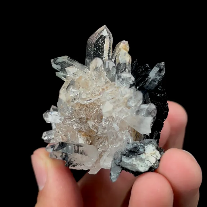 Natural Clear Quartz Cluster and Specularite Mineral Specimen,High Quality Specimen,JINLONG,GUANGDONG,CHINA(55*35*35mm) - image 4