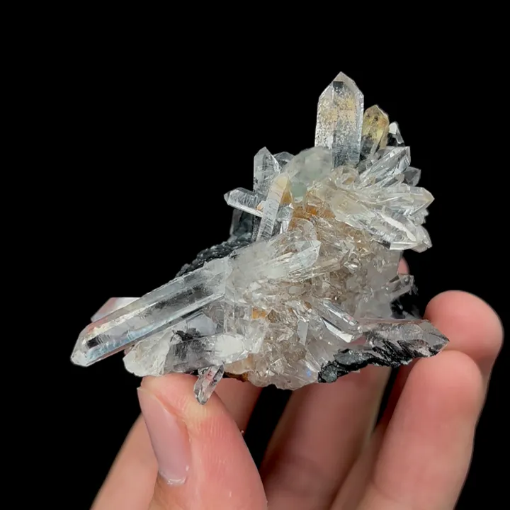 Natural Clear Quartz Cluster and Specularite Mineral Specimen,High Quality Specimen,JINLONG,GUANGDONG,CHINA(55*35*35mm) - image 3