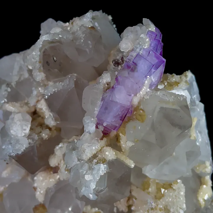 Natural Clear Quartz Cluster with Calcite and Purple Fluorite, Mineral Specimen: Yaogangxian,Hunan (90*130*60MM) - image 5