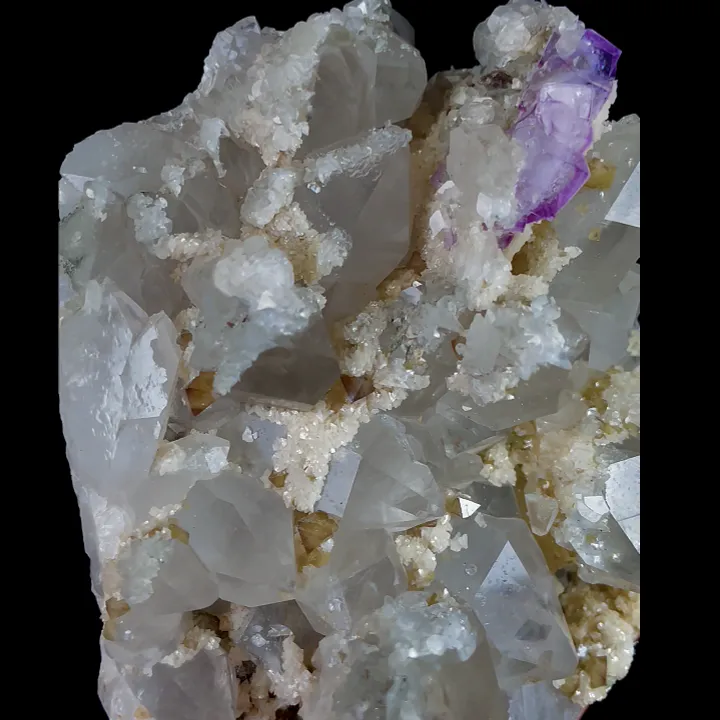 Natural Clear Quartz Cluster with Calcite and Purple Fluorite, Mineral Specimen: Yaogangxian,Hunan (90*130*60MM) - image 3