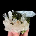 Natural Clear Quartz Cluster with Epidote, Mineral Specimen:Meigu,Sichuan (70*95*50MM) - image 5