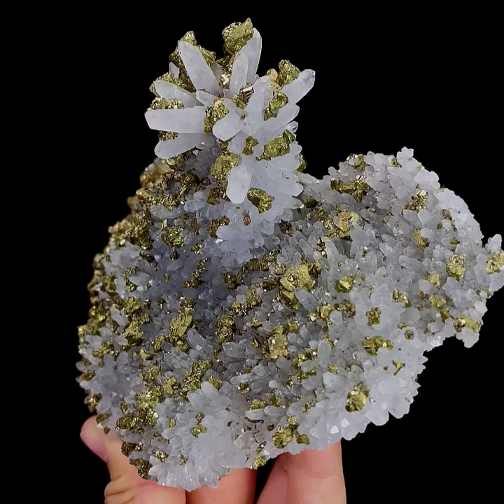 Natural Clear Quartz Cluster with Pyrite, Mineral Specimen:Fujian,China (150*90*60MM) image