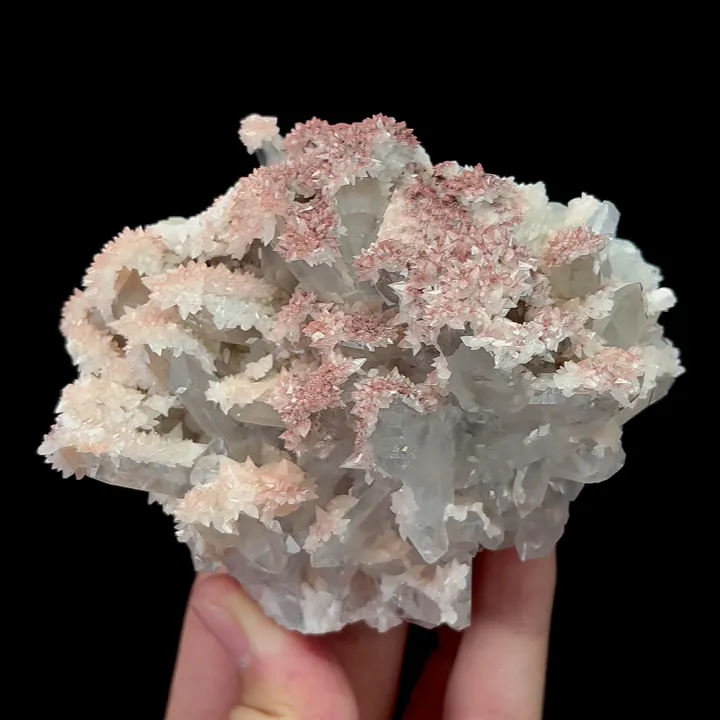 Natural Clear Quartz Cluster with Red Calcite, Mineral Specimen:Daye,Hubei (95*90*45MM) - image 4