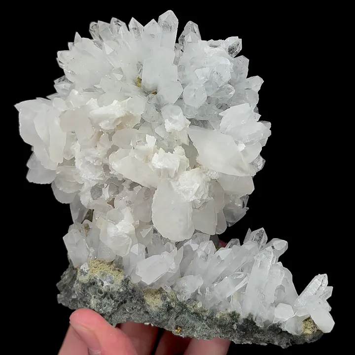 Natural Clear Quartz Clusters and Calcite, Mineral Specimen: Fujian,China  (105*115*50MM) image
