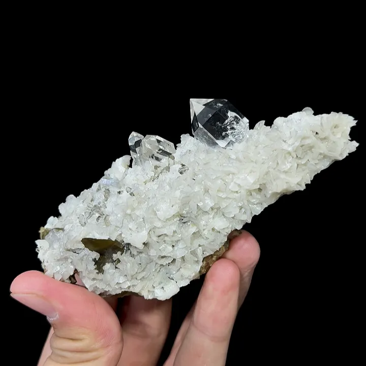 Natural Clear Quartz Clusters and Calcite, Mineral Specimen: Guizhou,China (50*110*30MM) - image 2