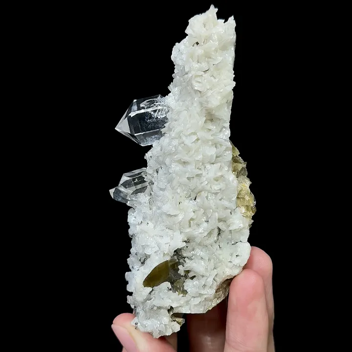 Natural Clear Quartz Clusters and Calcite, Mineral Specimen: Guizhou,China (50*110*30MM) image