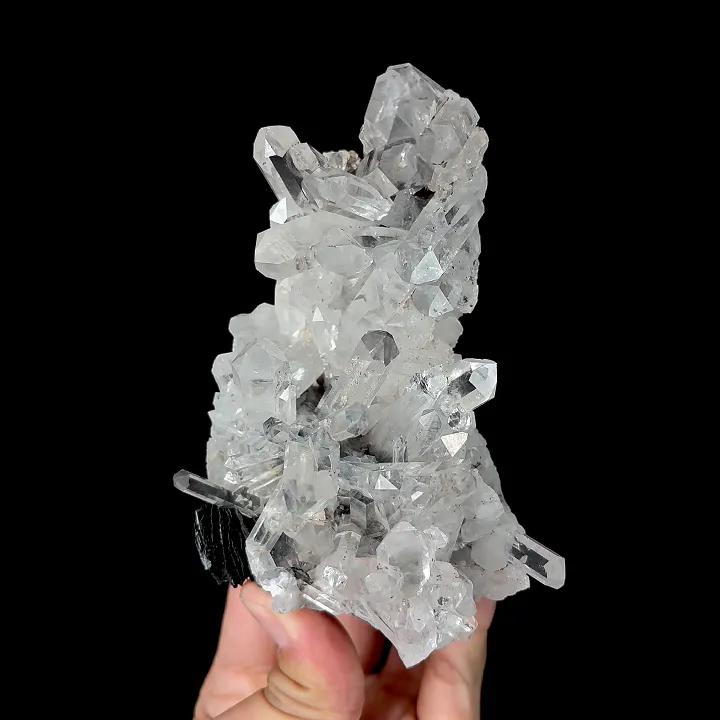 Natural Clear Quartz Clusters and Specularite, Mineral Specimen:Jinlong,Guangdong (80*135*50MM) image