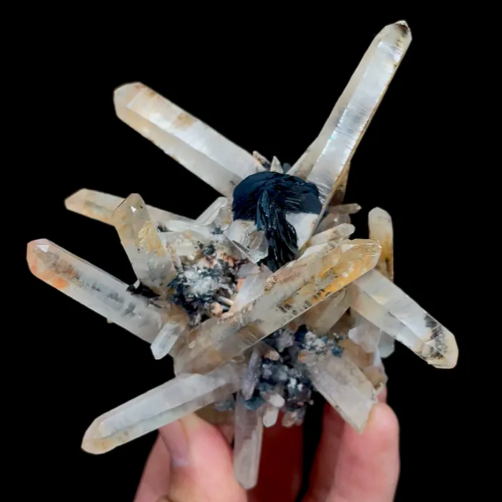 Natural Clear Quartz Clusters and Specularite, Mineral Specimen:Jinlong,Guangdong (85*100*50MM) image
