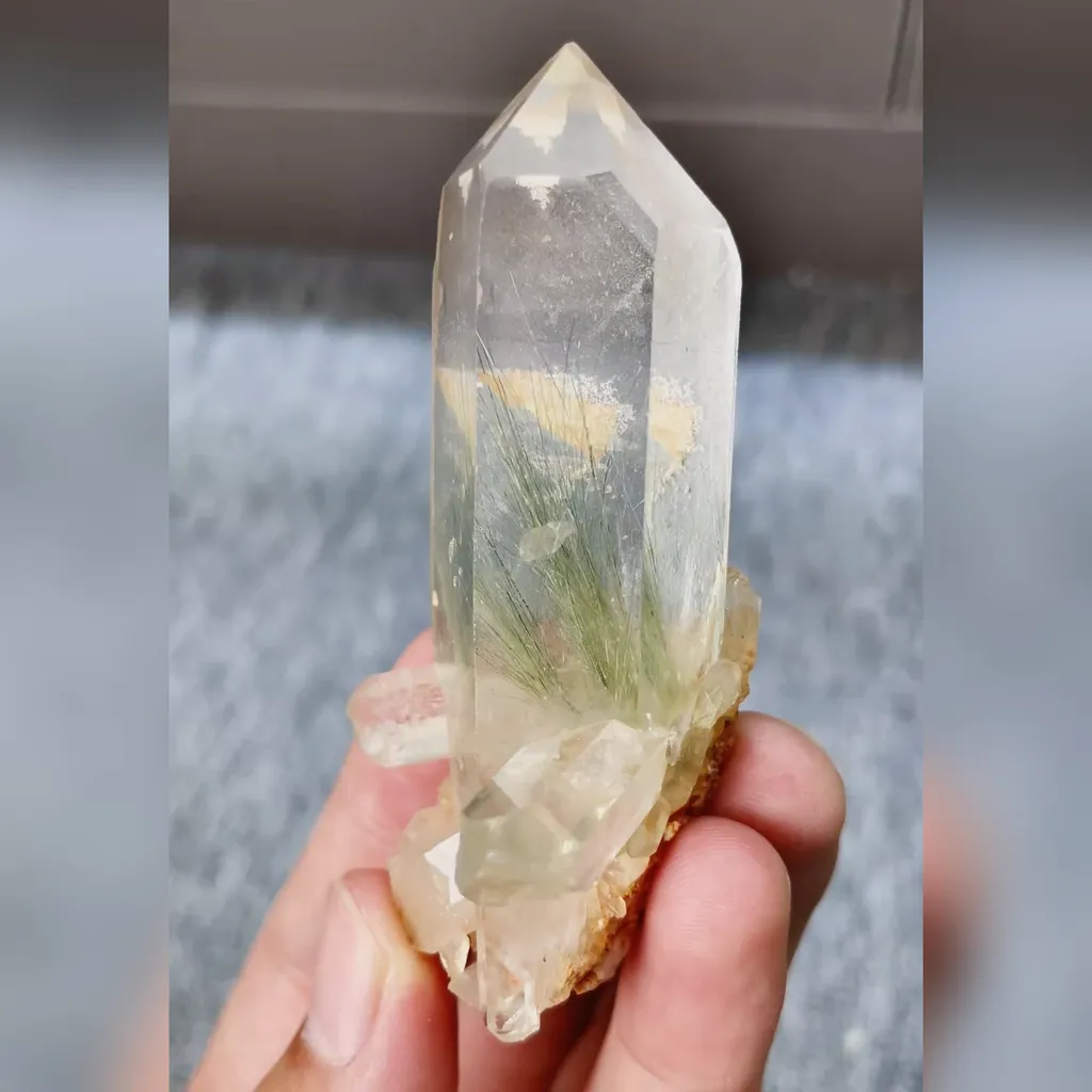 Natural Clear Quartz Tower and Rutilated Quartz comes from Madagascar 30*35*75MM image
