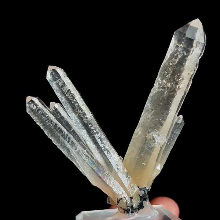 Natural Clear Quartz Tower and Specularite, Mineral Specimen:Jinlong,Guangdong (65*15*65MM) image