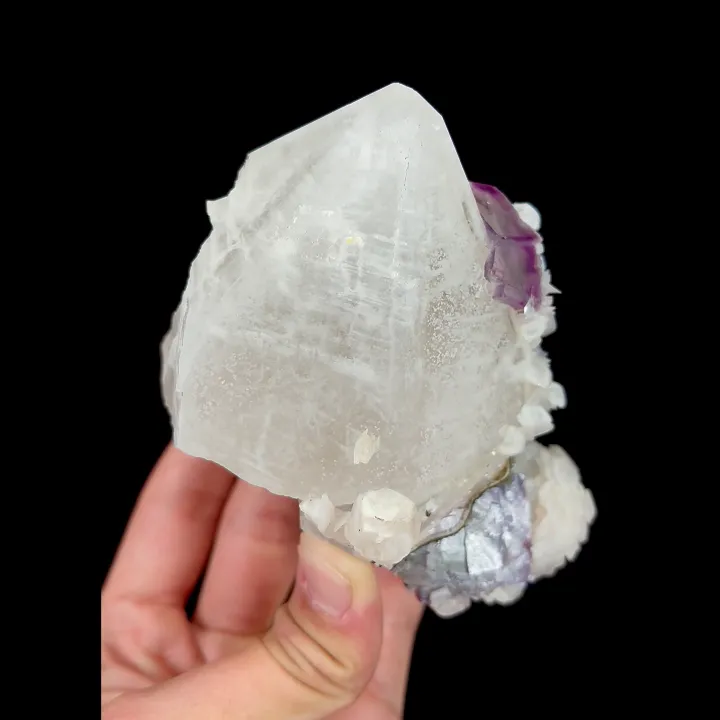 Natural Clear Quartz with Purple Fluorite and Calcite, Mineral Specimen:Yaogangxian,Hunan (95*110*75MM) - image 3