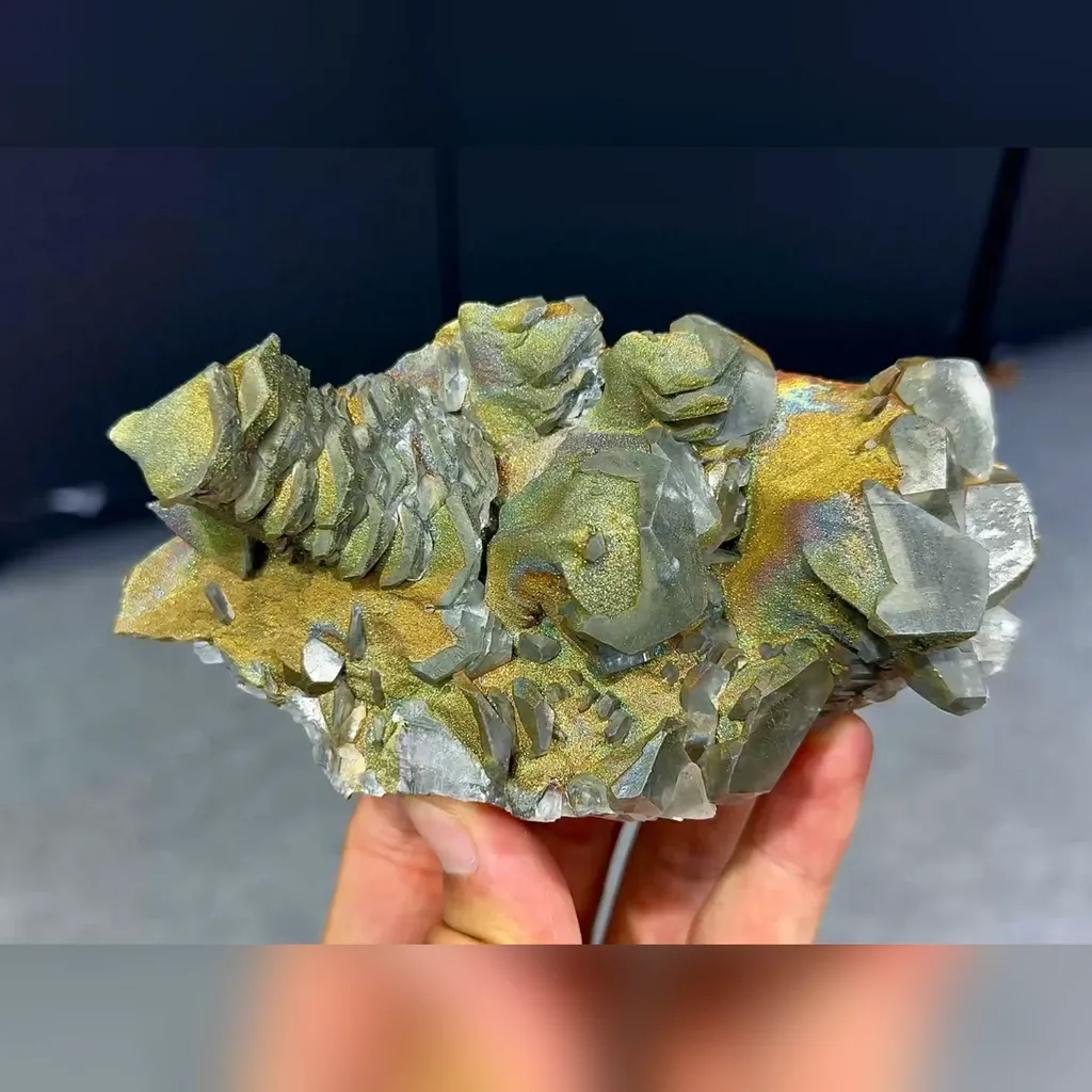Natural Coloured Pyrite and Calcite Symbiosis comes from Daye,Hubei 135*70*40MM image