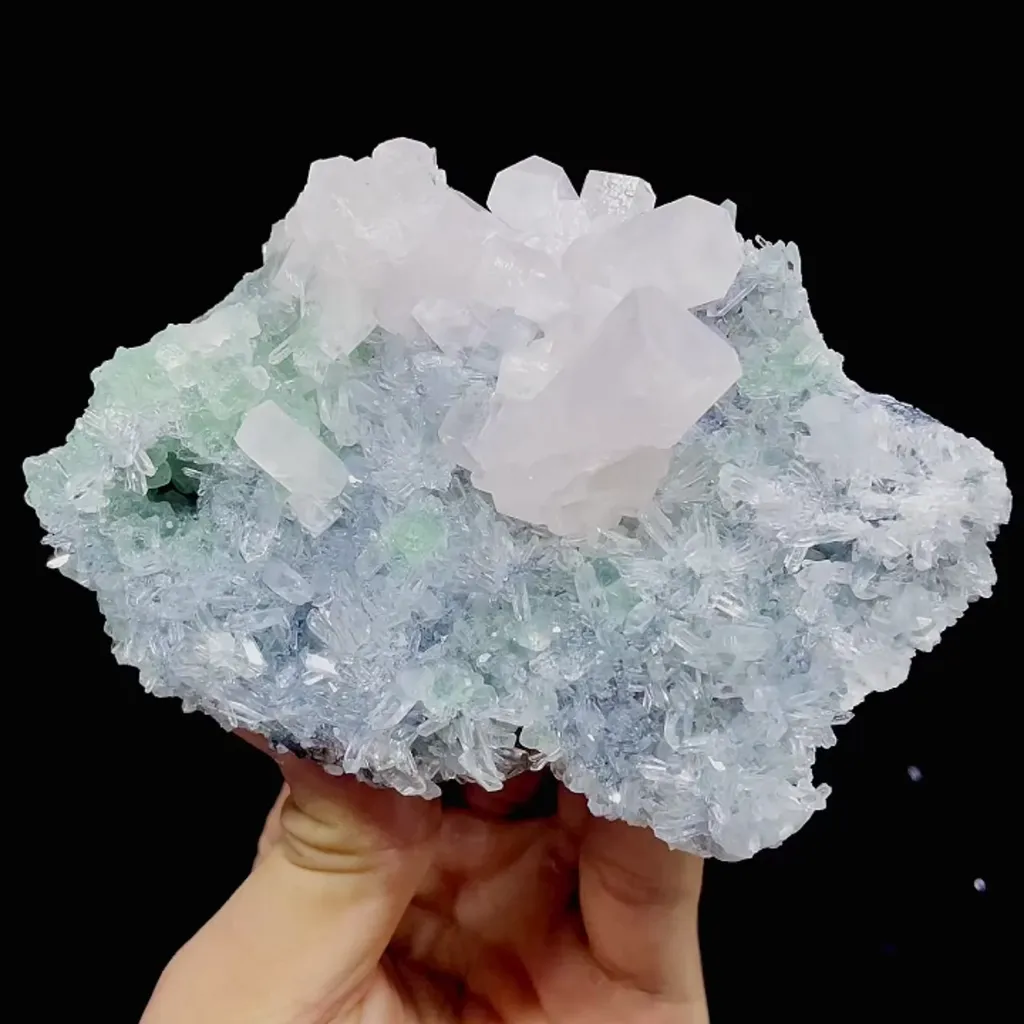Natural Columnar Calcite and Fluorite and Clear Quartz cluster Symbiosis comes from Fujian,China 120*75*30MM image
