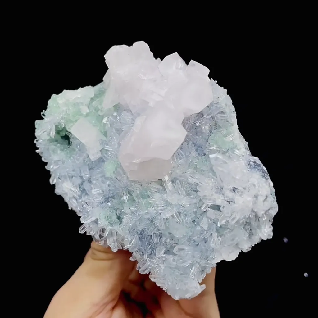 Natural Columnar Calcite and Fluorite and Clear Quartz cluster Symbiosis comes from Fujian,China 120*75*30MM - image 2