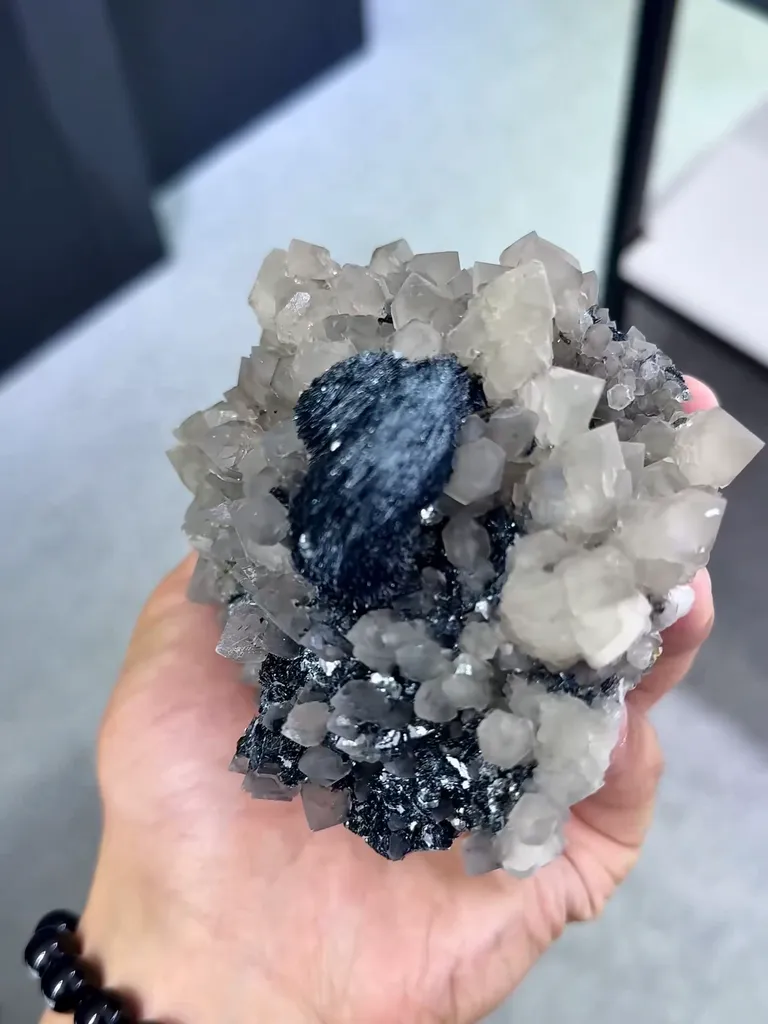 Natural Crystal Clusters and Mirror Iron Ore coexist come from Inner Mongolia,China 130*70*95MM - image 3
