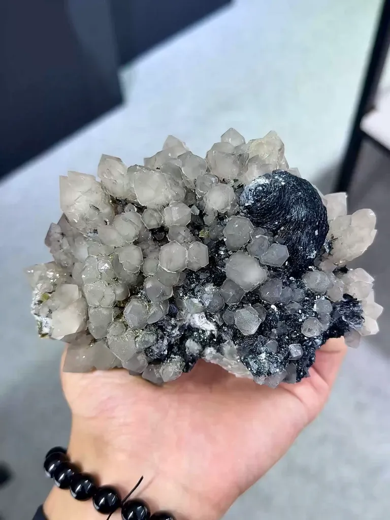 Natural Crystal Clusters and Mirror Iron Ore coexist come from Inner Mongolia,China 130*70*95MM - image 4
