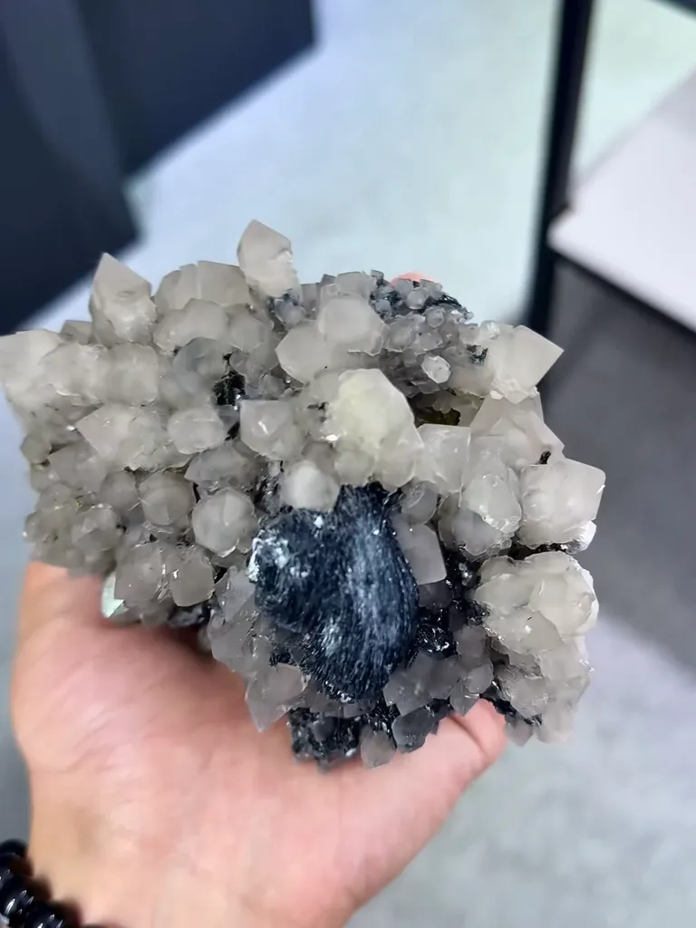 Natural Crystal Clusters and Mirror Iron Ore coexist come from Inner Mongolia,China 130*70*95MM - image 2