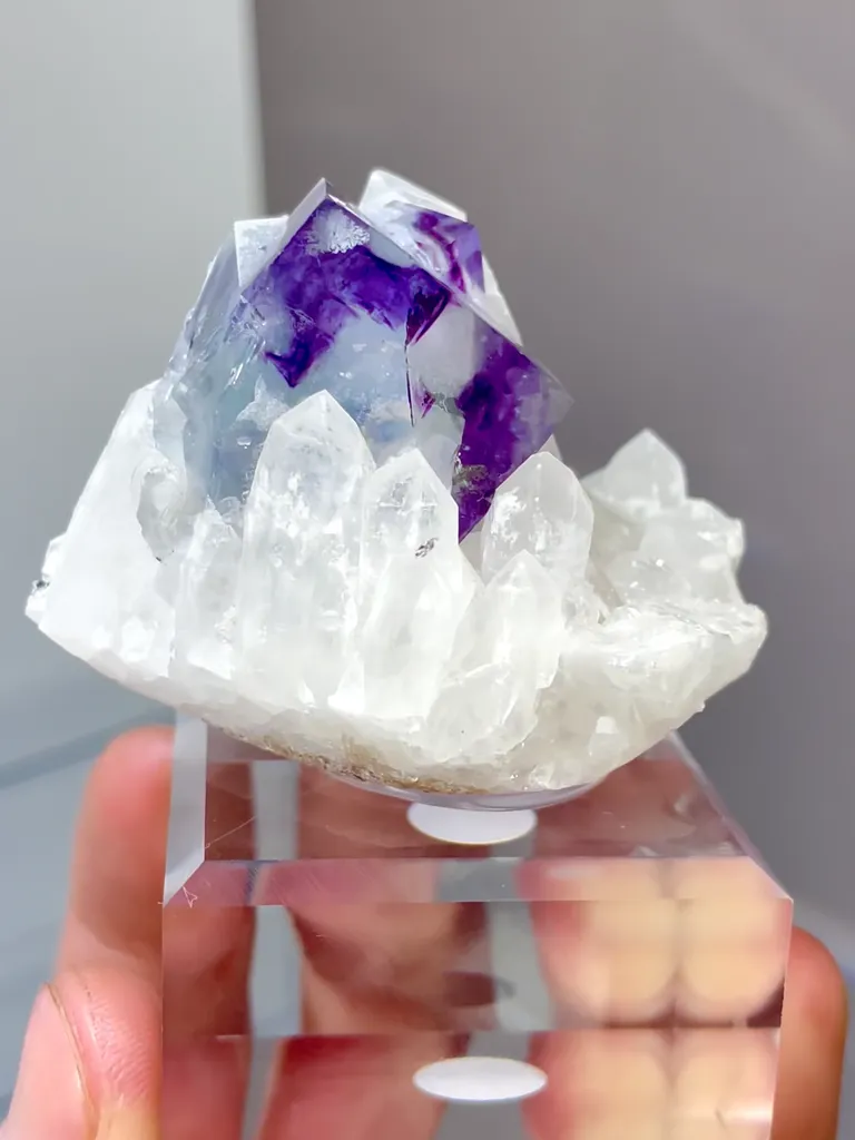 Natural Crystal Clusters and Purple Phantom Fluorite coexist comes from Yaogangxian,Hunan 50*40*35MM - image 3
