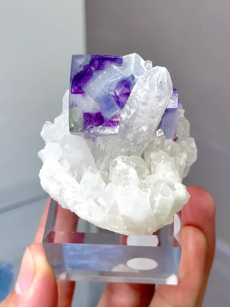 Natural Crystal Clusters and Purple Phantom Fluorite coexist comes from Yaogangxian,Hunan 50*40*35MM - image 5