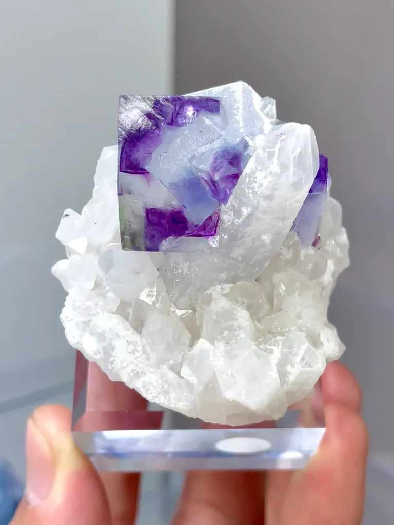 Natural Crystal Clusters and Purple Phantom Fluorite coexist comes from Yaogangxian,Hunan 50*40*35MM image