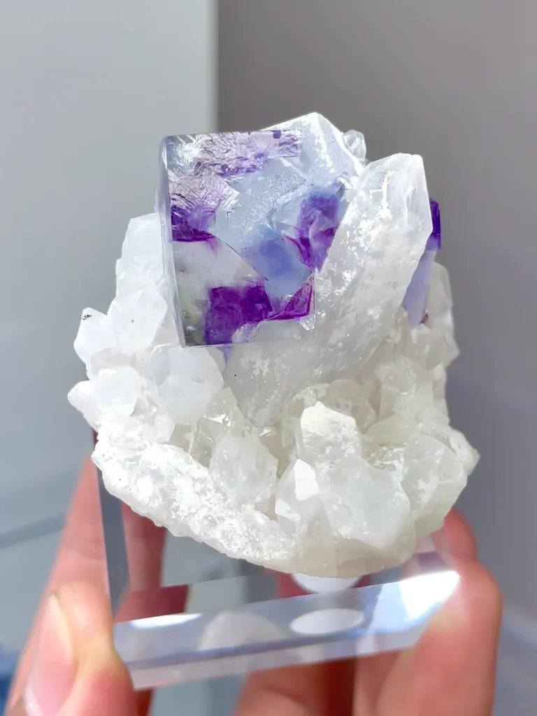 Natural Crystal Clusters and Purple Phantom Fluorite coexist comes from Yaogangxian,Hunan 50*40*35MM - image 2