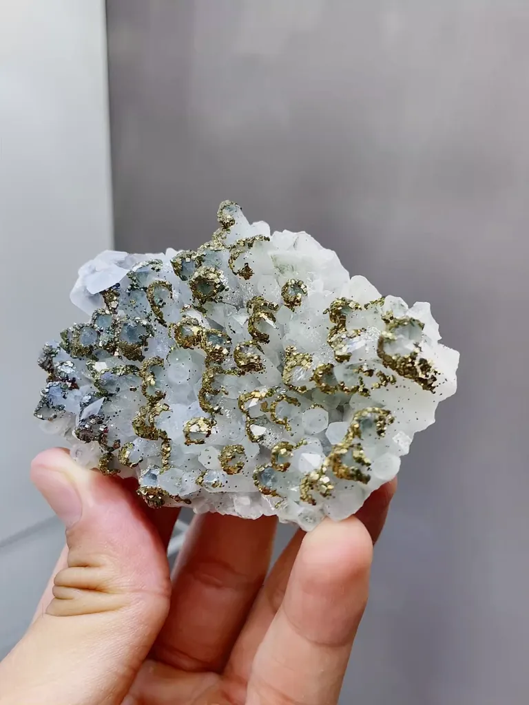 Natural Crystal Clusters coexist with Pyrite comes from Fujian,China 75*25*55MM image