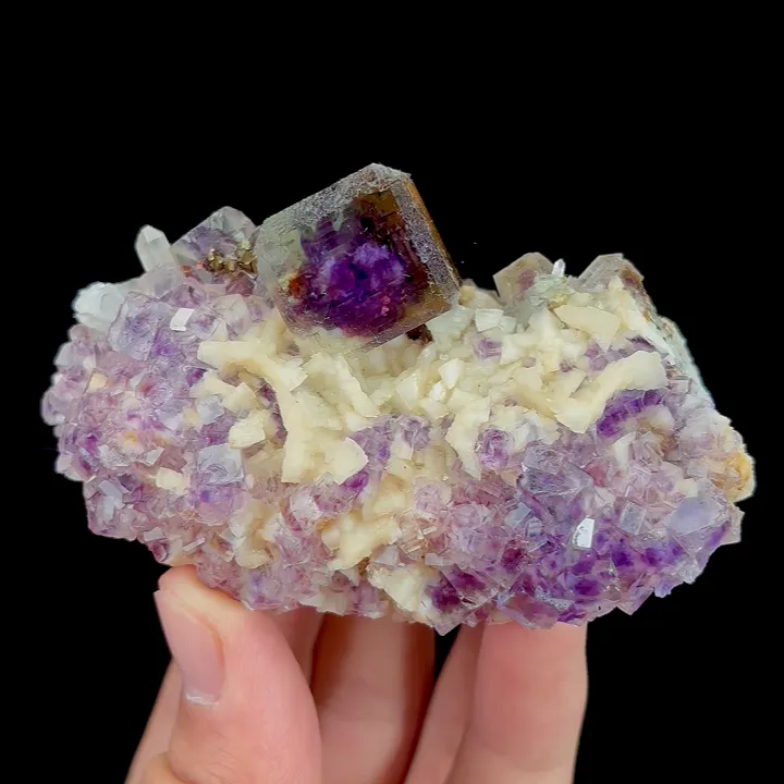 Natural Cubic Fluorite and Dolomite Mineral Specimen,High Quality Specimen:SHANGBAO,HUNAN,CHINA(86*50*42mm) image