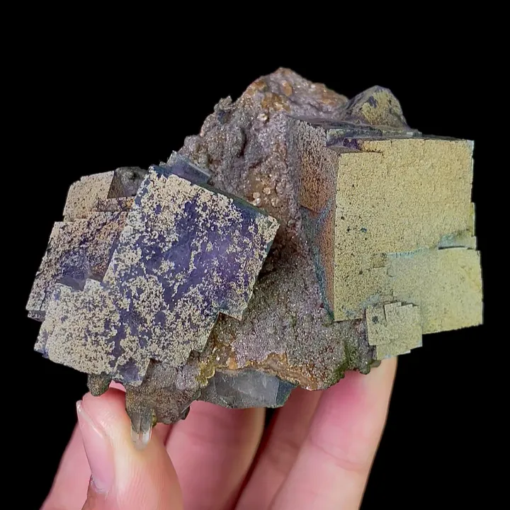 Natural Cubic Fluorite and Pyrite, Mineral Specimen:Yaogangxian,Hunan (75*60*50mm) image