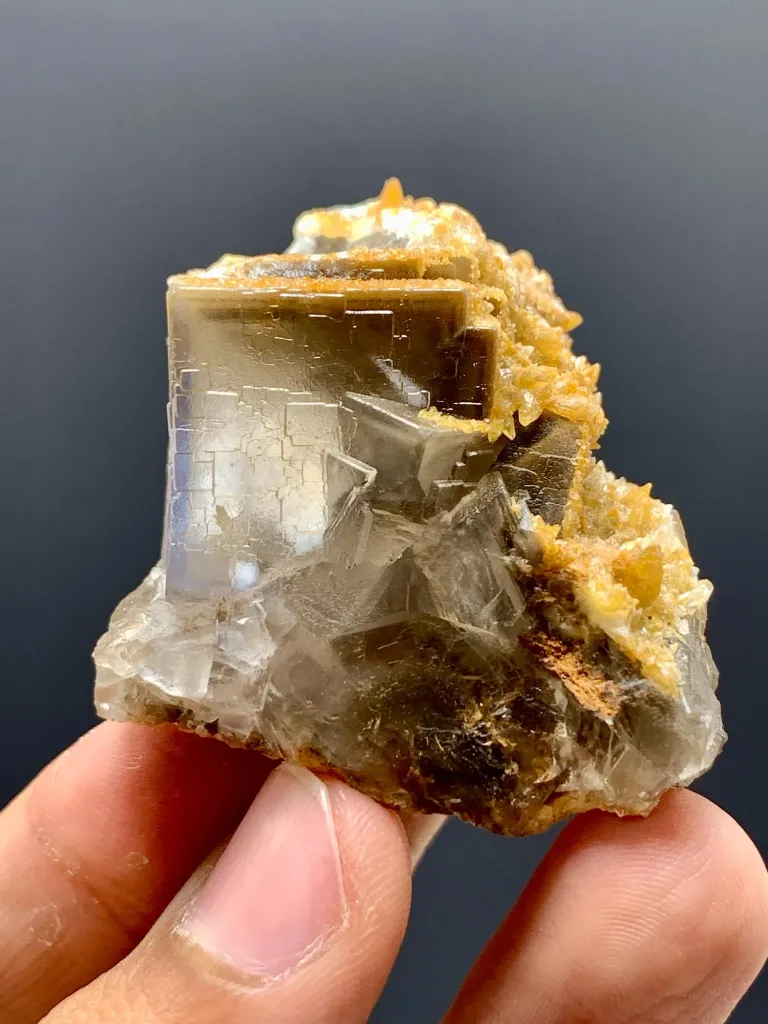 Natural Cubic Purple Phantom Fluorite with Calcite from Pakistan - image 3