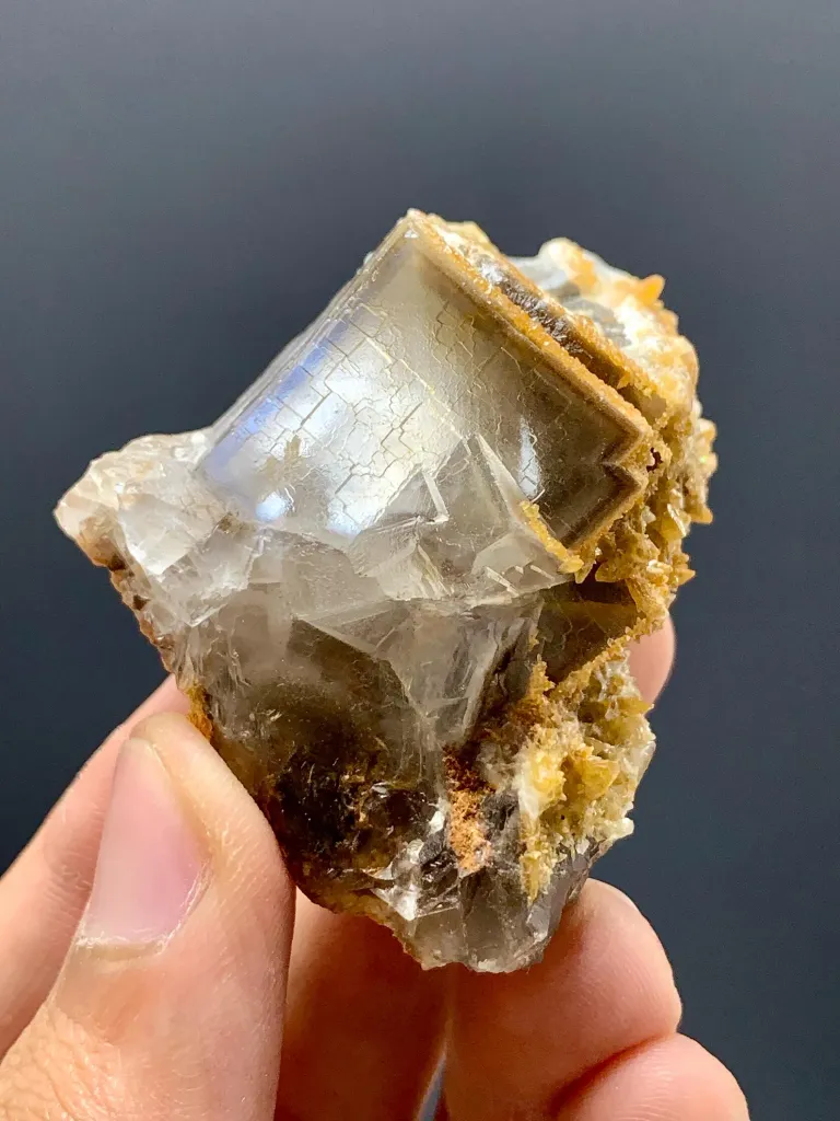 Natural Cubic Purple Phantom Fluorite with Calcite from Pakistan - image 4