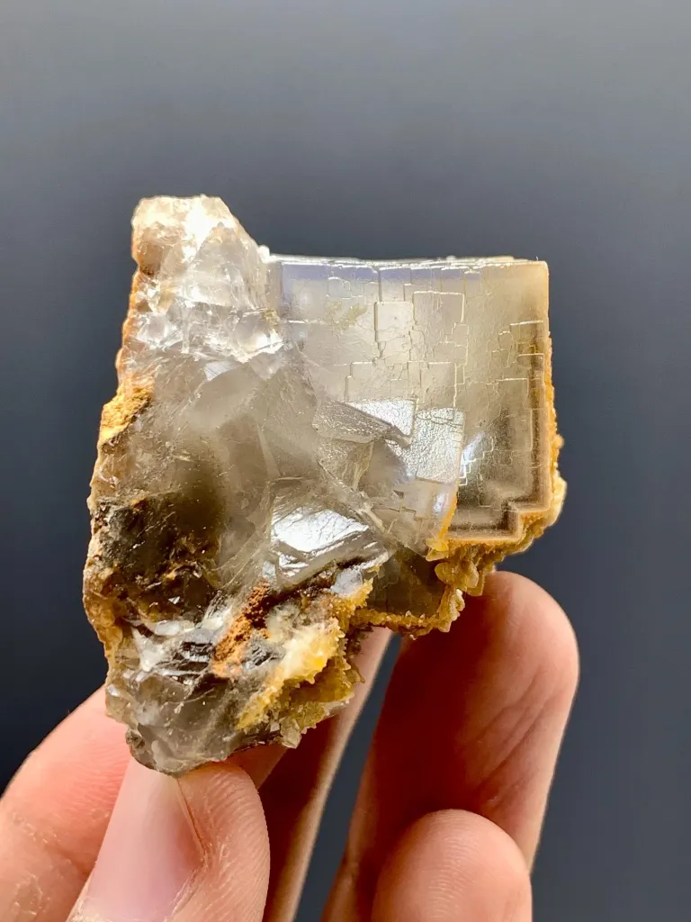 Natural Cubic Purple Phantom Fluorite with Calcite from Pakistan - image 5