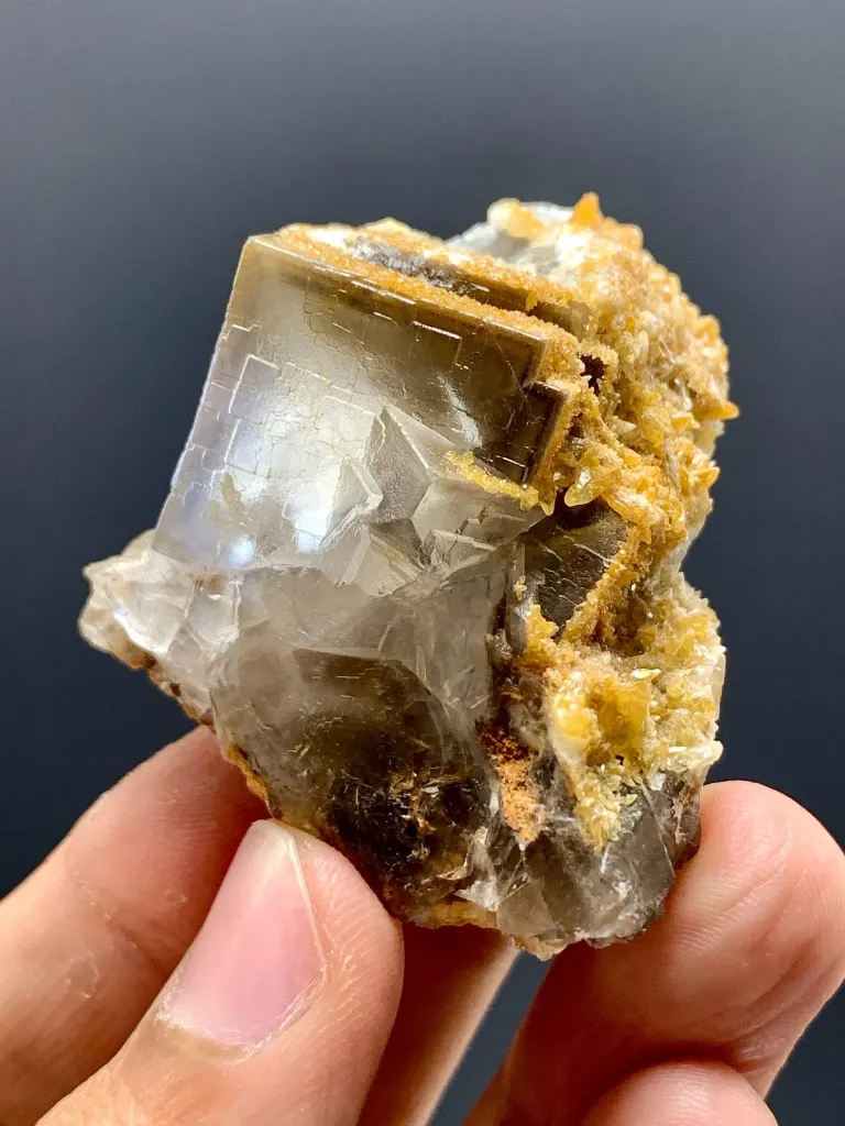 Natural Cubic Purple Phantom Fluorite with Calcite from Pakistan - image 2