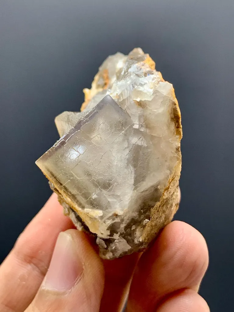 Natural Cubic Purple Phantom Fluorite with Calcite from Pakistan - image 7