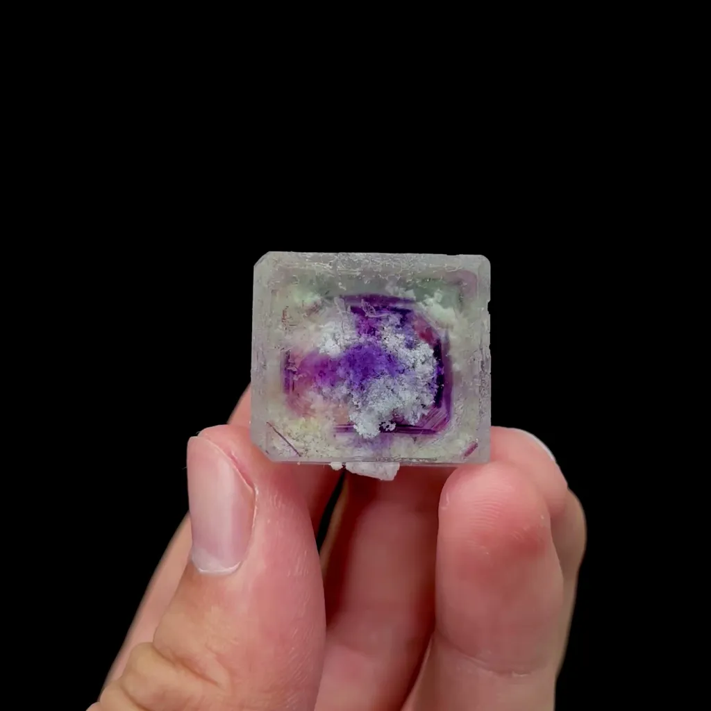 Natural Cubic Tower Phantom Fluorite Mineral Specimen,High Quality Specimen,SHANGBAO,HUNAN,CHINA(22*25*20mm) image