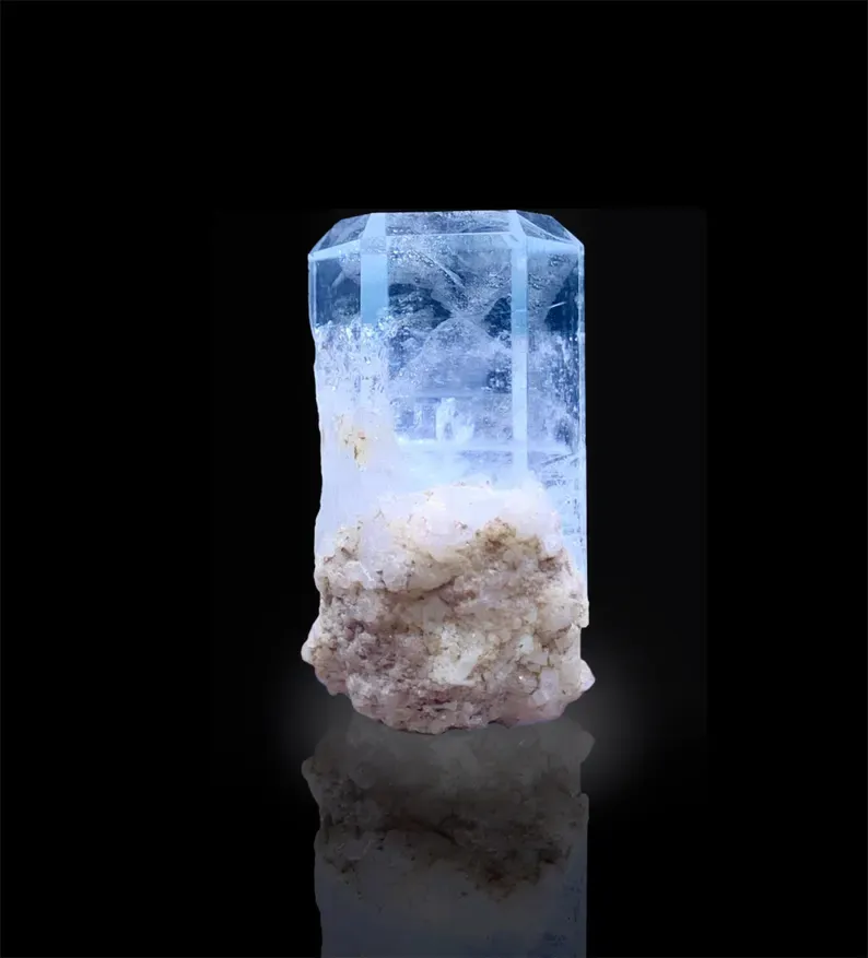 Natural Diamond Cut Terminated Aquamarine Crystal With Feldspar, Aquamarine Specimen, Raw Aquamarine, Minerals Specimen From Shigar - - image 3