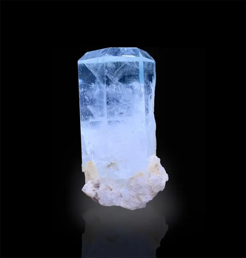Natural Diamond Cut Terminated Aquamarine Crystal With Feldspar, Aquamarine Specimen, Raw Aquamarine, Minerals Specimen From Shigar - image