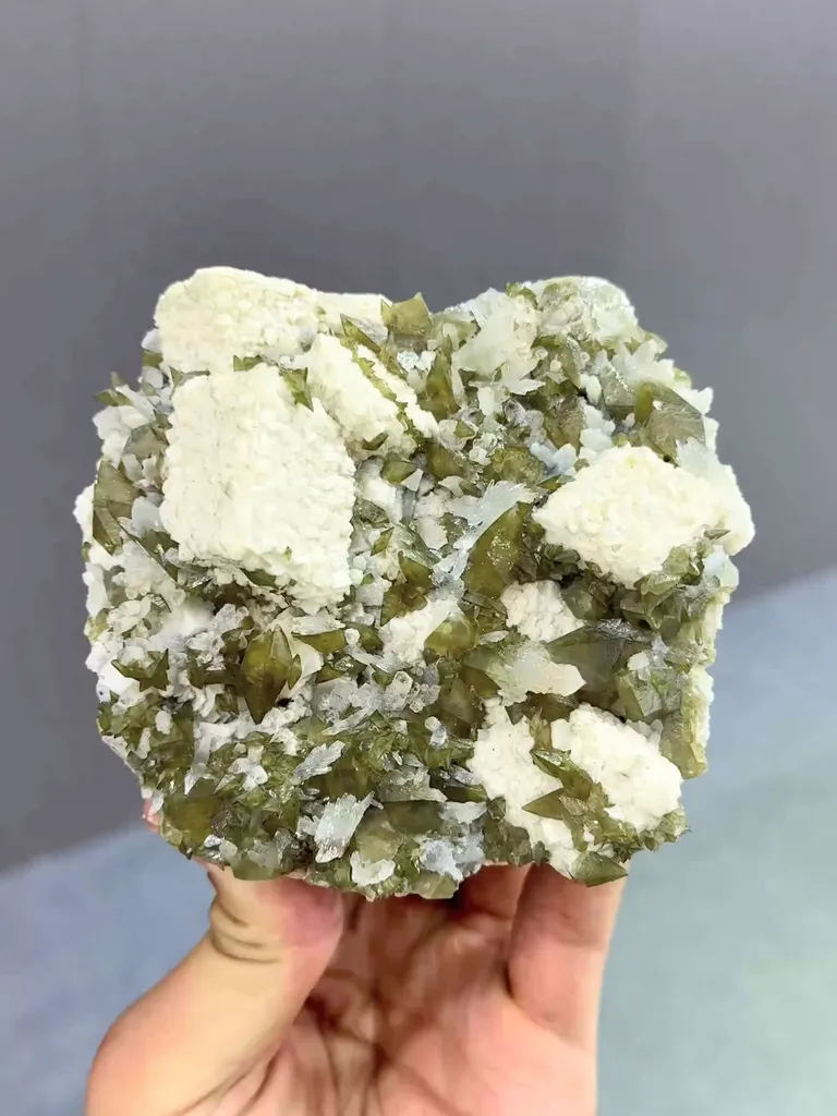Natural Dolomite and Bicolor Calcite coexist comes from Anhui,Hunan 105*45*95MM image