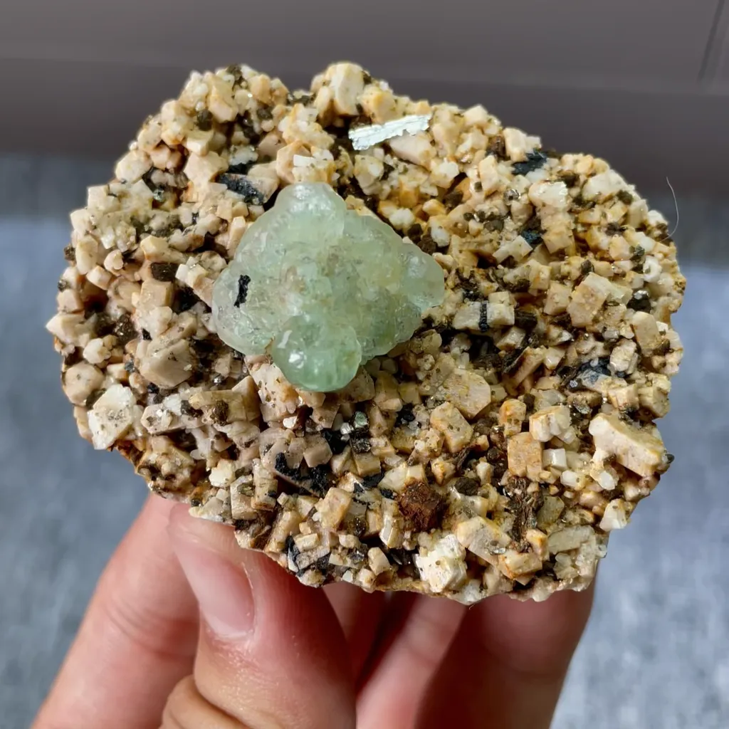 Natural Dolomite and Green Fluorite Symbiosis comes from Xianghualing,Hunan 65*55*35MM image