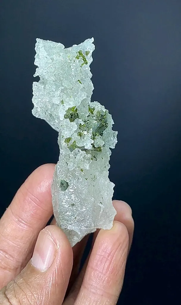 Natural Etched Terminated Epidote Cluster On Quartz, Etched Quartz, Green Epidote, Raw Epidote, Minerals Specimen From Skardu - 35 Gram - image 6