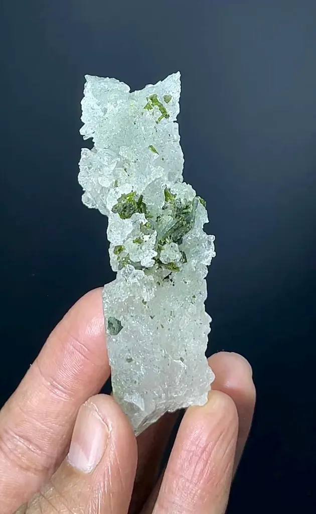 Natural Etched Terminated Epidote Cluster On Quartz, Etched Quartz, Green Epidote, Raw Epidote, Minerals Specimen From Skardu - 35 Gram - image 5