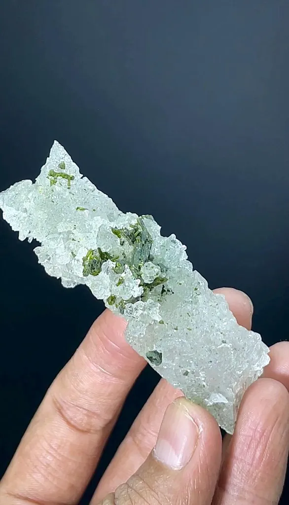 Natural Etched Terminated Epidote Cluster On Quartz, Etched Quartz, Green Epidote, Raw Epidote, Minerals Specimen From Skardu - 35 Gram - image 7