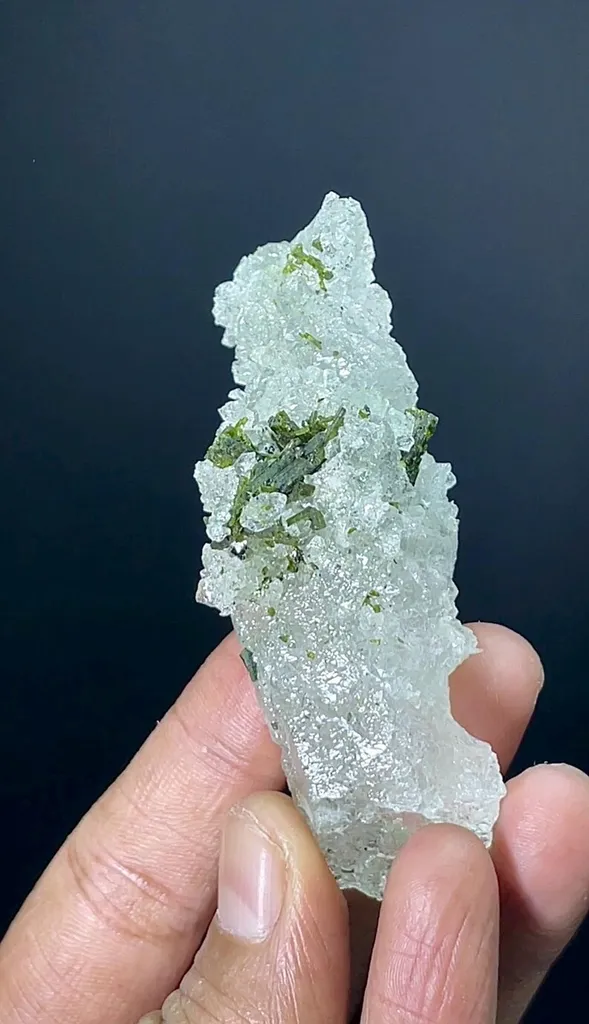 Natural Etched Terminated Epidote Cluster On Quartz, Etched Quartz, Green Epidote, Raw Epidote, Minerals Specimen From Skardu - 35 Gram - image 2