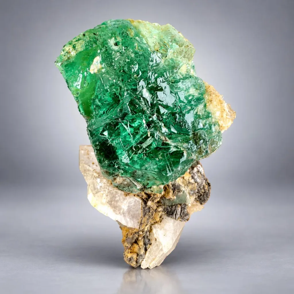 Natural Faceted Green Flourite on Mica and Albite from Pakistan - image 7